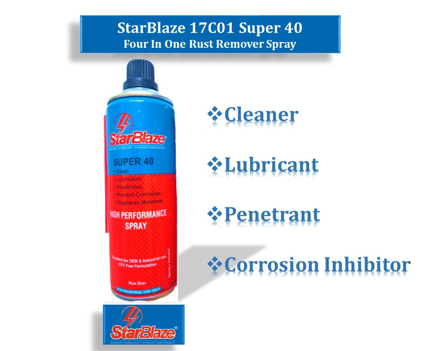 StarBlaze 17C01 Super 40 Four In One Rust Remover Spray – Corrosion Protection, Lubricant & Moisture Displacer – 400 ml (Pack of 2)