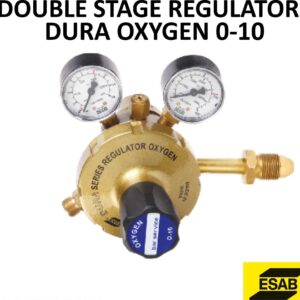ESAB DURA 0-10 Double Stage Oxygen Regulator – Heavy-Duty Pressure Regulator for Cutting & Heating – 300 Bar Inlet, 1000 L/min Flow, ISI Certified